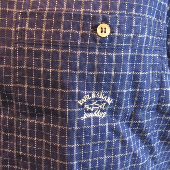 Paul & Shark Yachting Mens Shirt Blue Striped Made in Italy Sz 16/41 Large VG+ - Picture 6 of 12